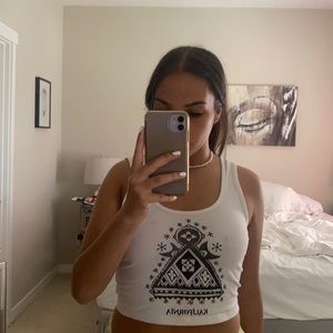 Kendall and Kylie, white tank with black design